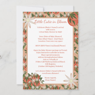 Invitación Pequeña Cutie Clementine Pink Shower Por Distancia