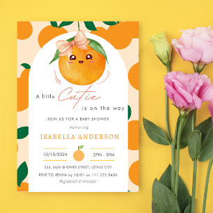 Invitación Pequeña Cutie Está En Camino Naranja Baby Shower