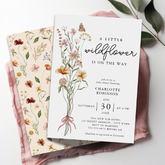 Invitación pequeña de Baby Shower de Wildflower Bo