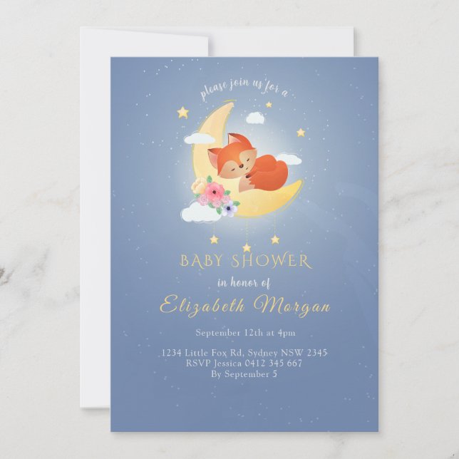 Invitación Pequeña ducha de bebé de Fox Rustic Woodland (Anverso)
