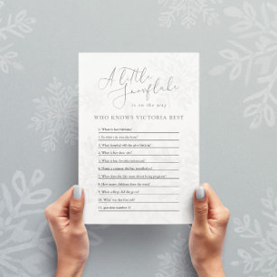 Invitación pequeña ducha de bebé de invierno con copos de nie