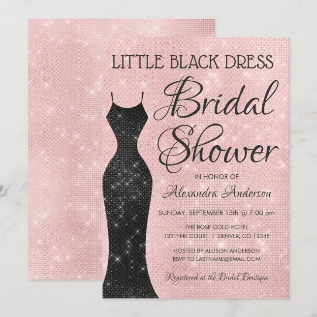 Invitación Pequeña ducha de novia con manto rosa de vestir ne (Anverso / Reverso)