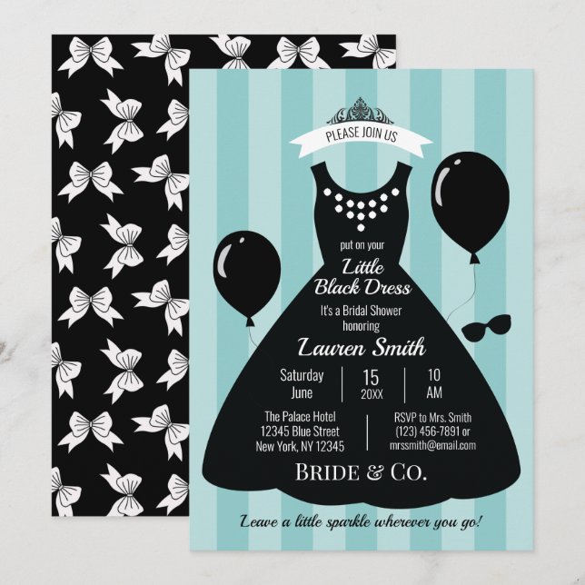Invitación Pequeña ducha de novia vestida de negro (Anverso / Reverso)