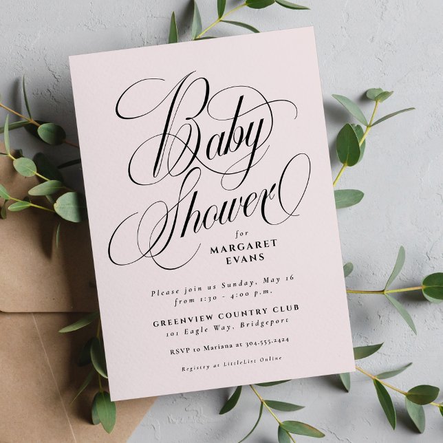 Invitación Pequeña ducha rosa ruidosa y elegante (Subido por el creador)