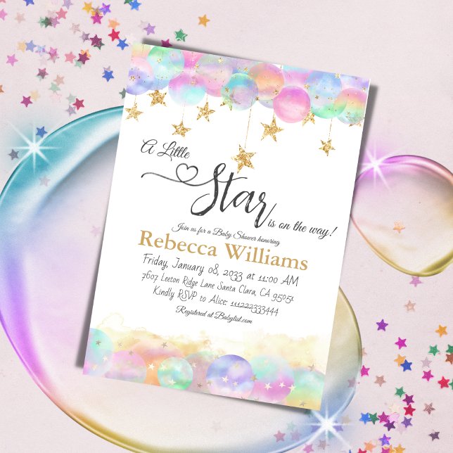 Invitación Pequeña estrella boba el arcoiris Baby Shower (Subido por el creador)