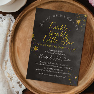 Invitación Pequeña estrella boba género revelan Moda oro negr
