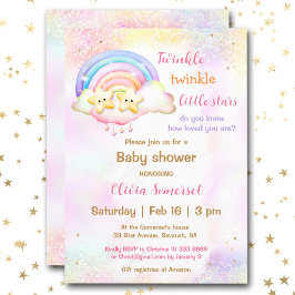 Invitación Pequeña estrella bobalicona Baby Shower arcoiris