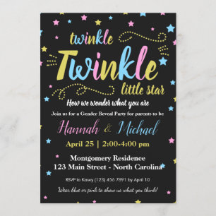 Invitación Pequeña estrella de género Twinkle Twinkle revela 