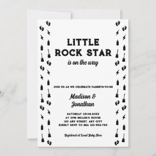 Invitación  Pequeña Estrella de Rock Baño de Bebé de Rock And