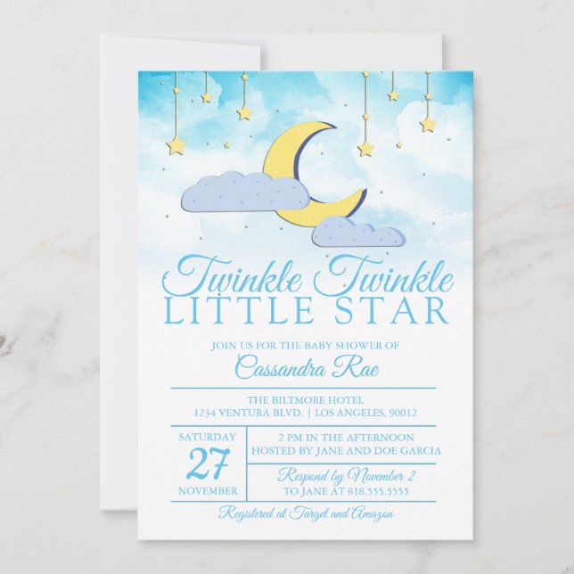 INVITACIÓN PEQUEÑA ESTRELLA DE TWINKLE - BABY SHOWER (Anverso)