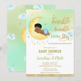 Invitación Pequeña estrella de Twinkle Baby Shower afroameric