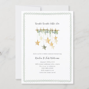 Invitación Pequeña estrella de Twinkle Boho Neutral Green Bab
