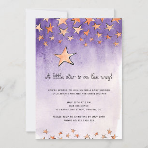 Invitación Pequeña estrella en el camino acuarela baby shower