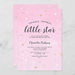 Invitación Pequeña estrella purpurina de oro rosa ducha de be