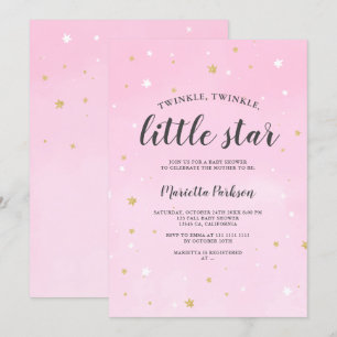Invitación Pequeña estrella purpurina de oro rosa ducha de be
