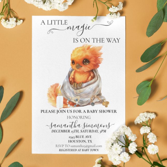 Invitación Pequeña Fénix Matiología Mágica Ducha para bebés (Subido por el creador)