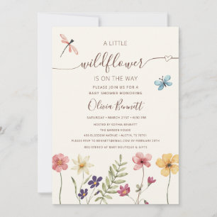 Invitación Pequeña Fiesta de Bienvenida de Wildflower Acuarel