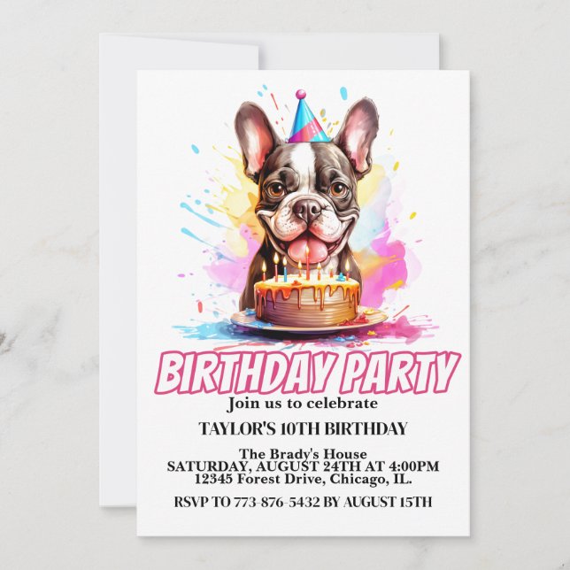 Invitación Pequeña fiesta de cumpleaños de Boston Terrier (Anverso)