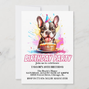 Invitación Pequeña fiesta de cumpleaños de Boston Terrier