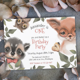 Invitación Pequeña fiesta de cumpleaños de niños de Woodland