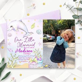 Invitación Pequeña Fiesta de Cumpleaños De Sirena Bajo El Fie