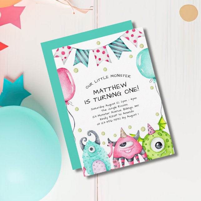 Invitación Pequeña fiesta de cumpleaños de un pequeño monstru (Subido por el creador)