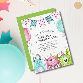 Invitación Pequeña fiesta de cumpleaños de un pequeño monstru