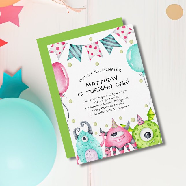 Invitación Pequeña fiesta de cumpleaños de un pequeño monstru (Subido por el creador)