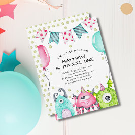 Invitación Pequeña fiesta de cumpleaños de un pequeño monstru
