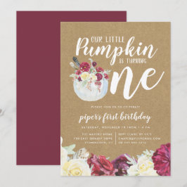 Invitación Pequeña fiesta de cumpleaños floral de otoño de la