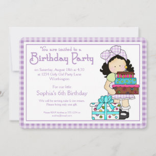 Invitación Pequeña fiesta de cumpleaños invita a Chica de paí