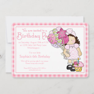 Invitación Pequeña fiesta de cumpleaños invita a Chica de paí
