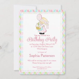 Invitación Pequeña fiesta de cumpleaños invita a Chica de paí