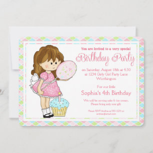 Invitación Pequeña fiesta de cumpleaños invita a la chica d4