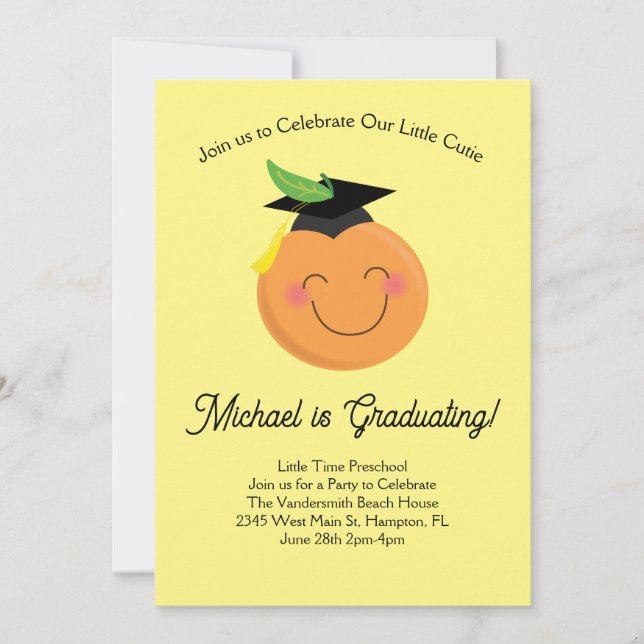 Invitación Pequeña fiesta de graduación preescolar curtiana T (Anverso)