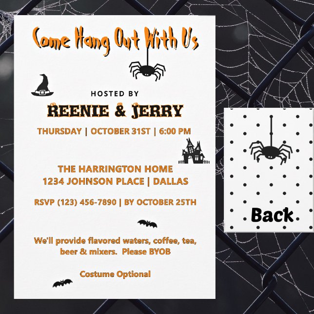 Invitación Pequeña fiesta de Halloween negra y Naranja (Subido por el creador)