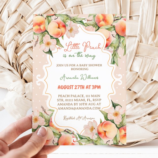 Invitación Pequeña Flor Rosa De Melocotón Verano Bebé Ducha (Subido por el creador)