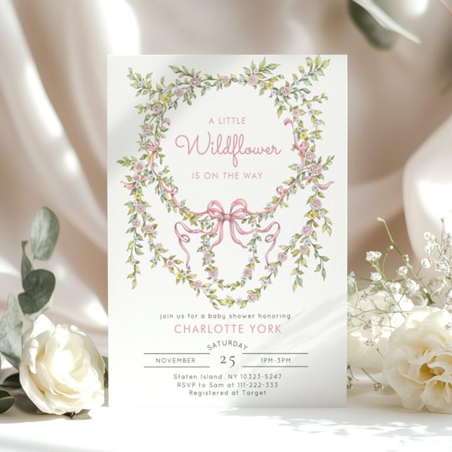 Invitación Pequeña flor silvestre Arco rosa Ducha bebé (Subido por el creador)