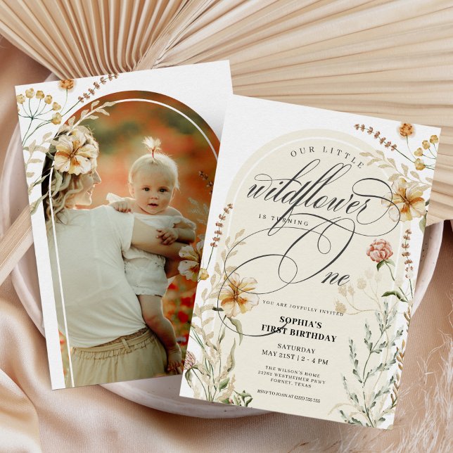 Invitación Pequeña Flor silvestre Boho Arch Baby Girl Primer  (Subido por el creador)