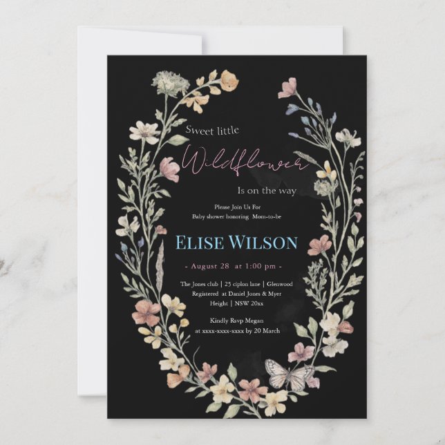 Invitación Pequeña flor silvestre dulce en camino (Anverso)