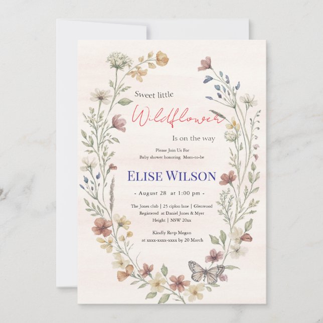 Invitación Pequeña flor silvestre dulce en camino (Anverso)