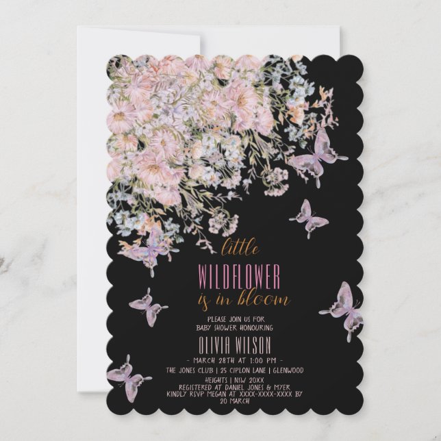 Invitación Pequeña flor silvestre en una ducha de bebé en flo (Anverso)