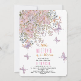 Invitación Pequeña flor silvestre en una ducha de bebé en flo