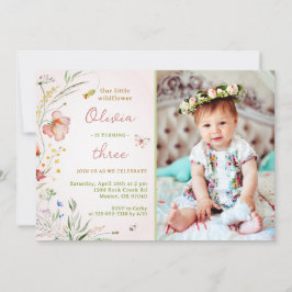 Invitación Pequeña flor silvestre floral bebé niña cumpleaños