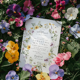 Invitación Pequeña flor silvestre morada Flor bebé niña ducha