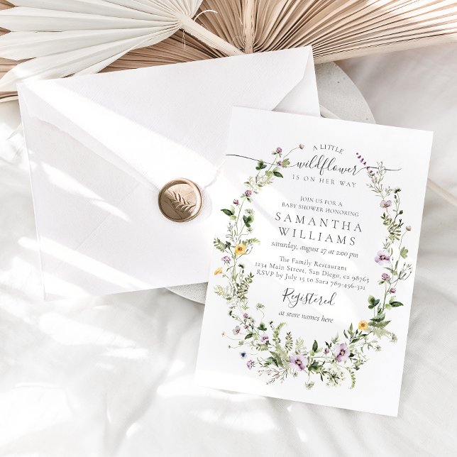 Invitación Pequeña flor silvestre morada Flor bebé niña ducha (Subido por el creador)