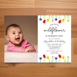 Invitación Pequeña flor silvestre, primer cumpleaños