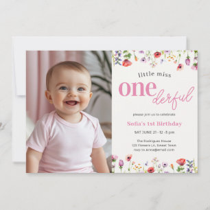 Invitación Pequeña flor silvestre rosa Miss Maravilloso Prime