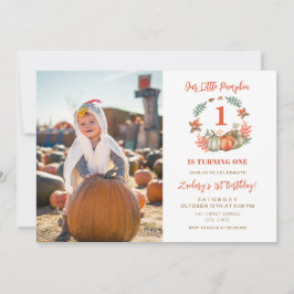 Invitación Pequeña foto de calabaza caída primer cumpleaños