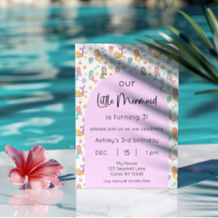 Invitación Pequeña foto de cumpleaños de Sirena
